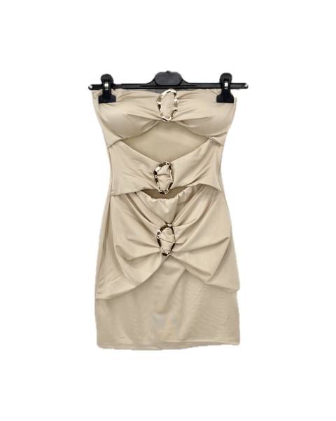 Cut-Out Mini Dress - Beige