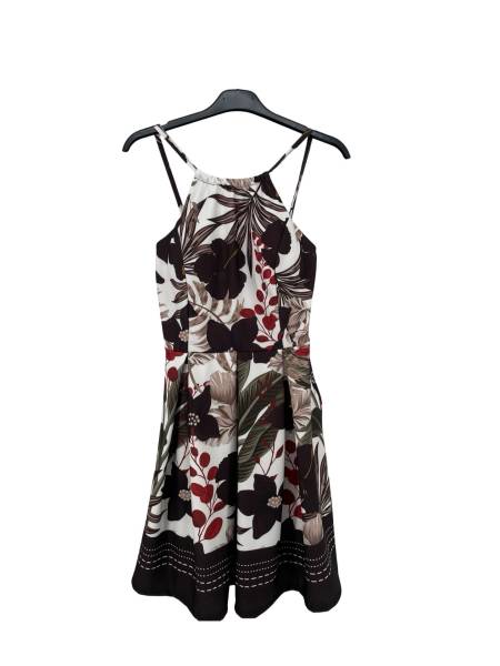 Printed Halter Neck Mini Dress - Black