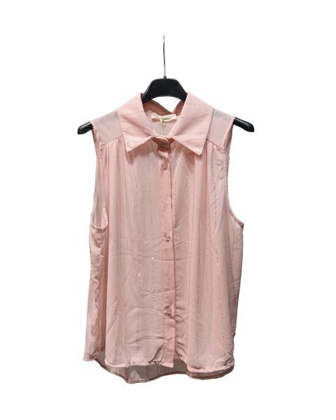 Rhinestones Detail Shirt - Pink