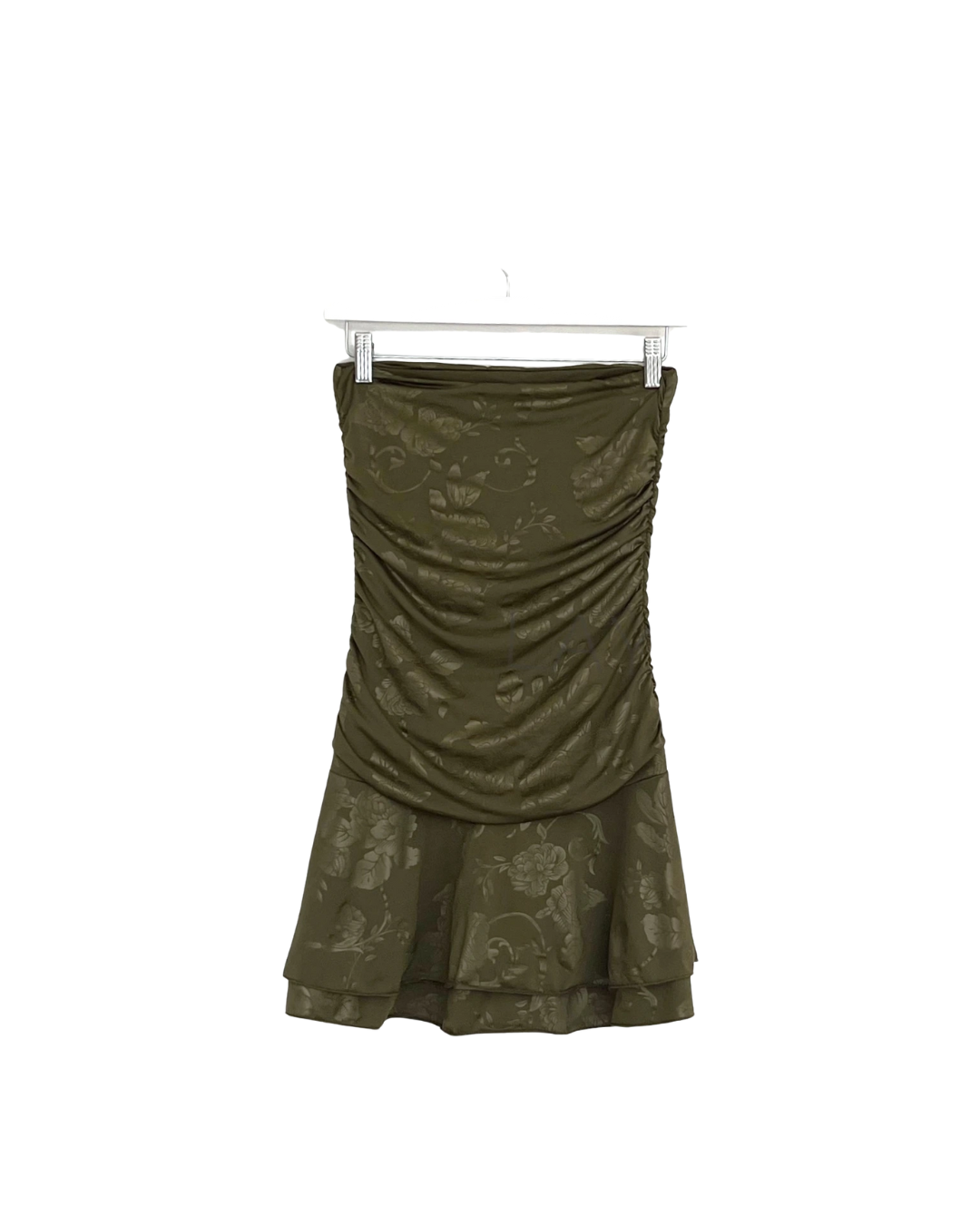 Mini Bandeau Patterned Dress - Khaki