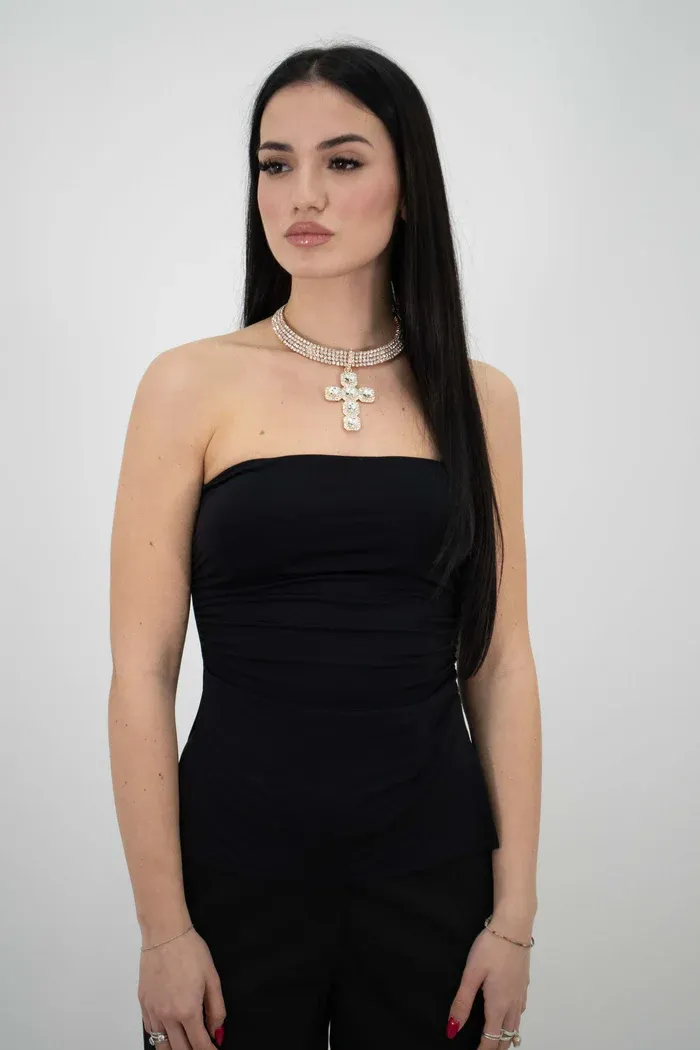 Strapless Ruched Top - Black