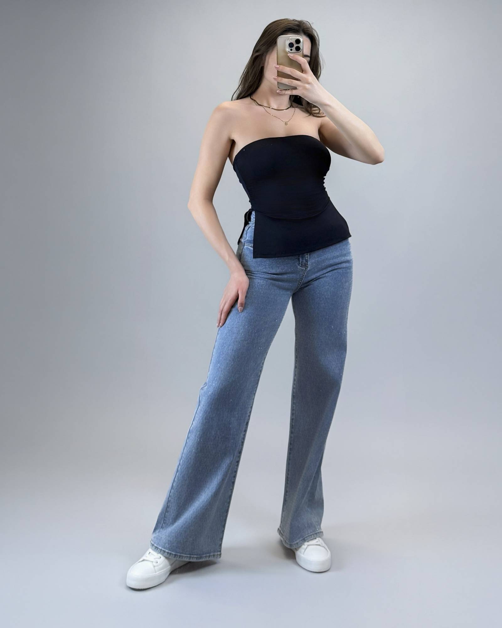Strapless Ruched Top - Black