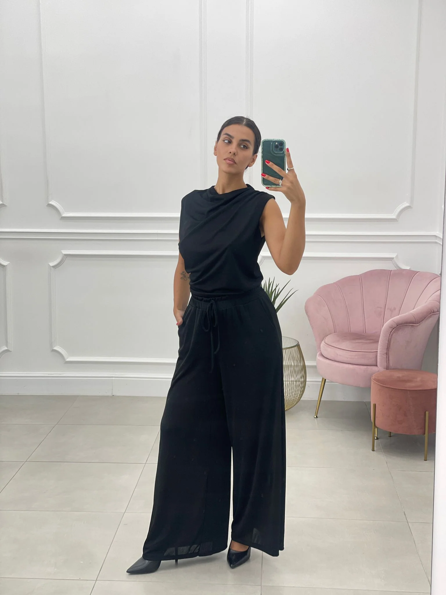 Stretch Fluid Pants - Black