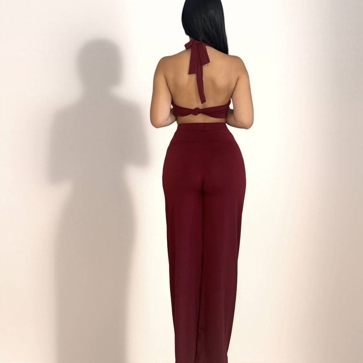 Two-Piece Star-Embellished Outfit - Bordeaux