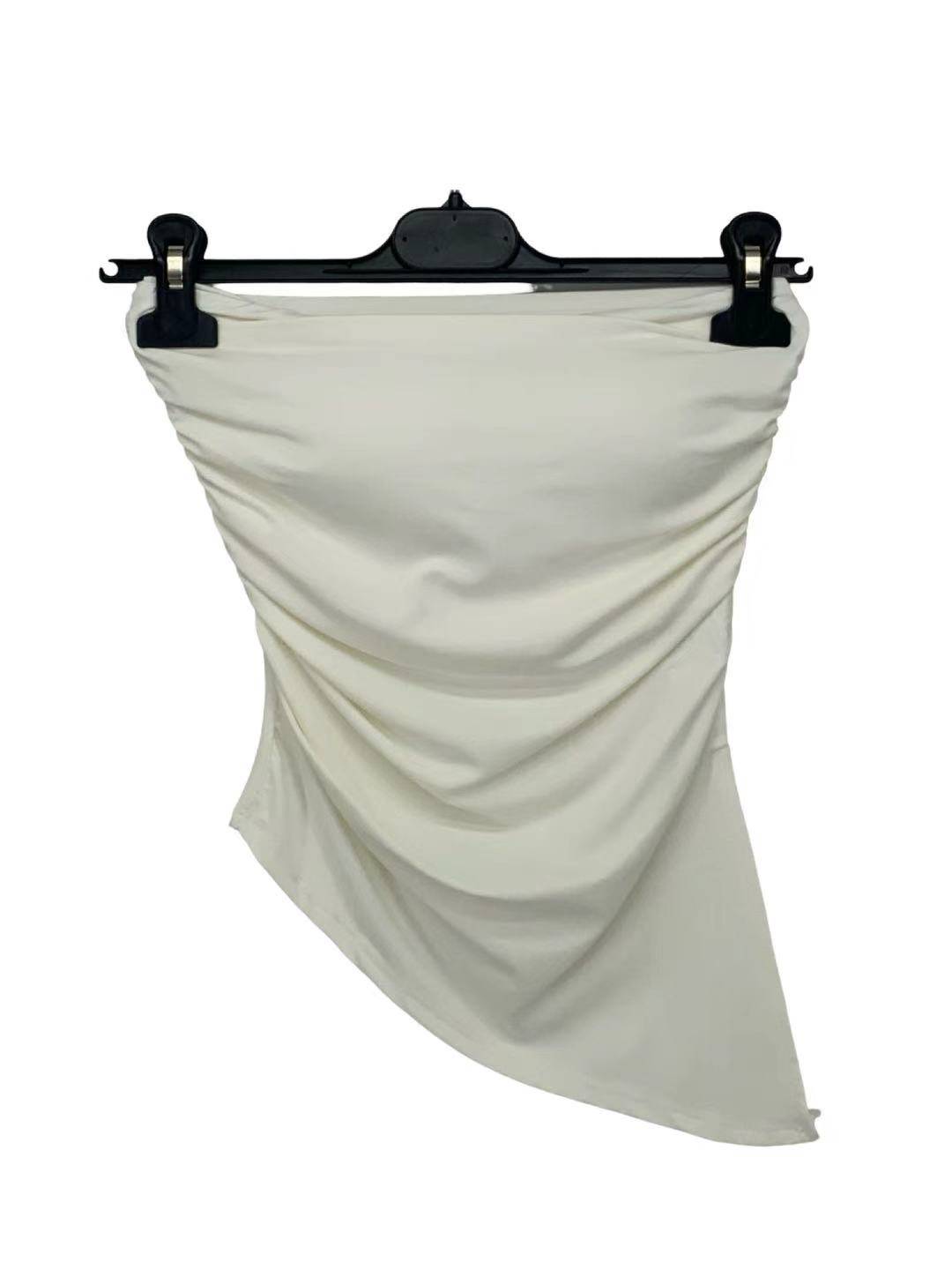 Asymmetric Strapless Top - White