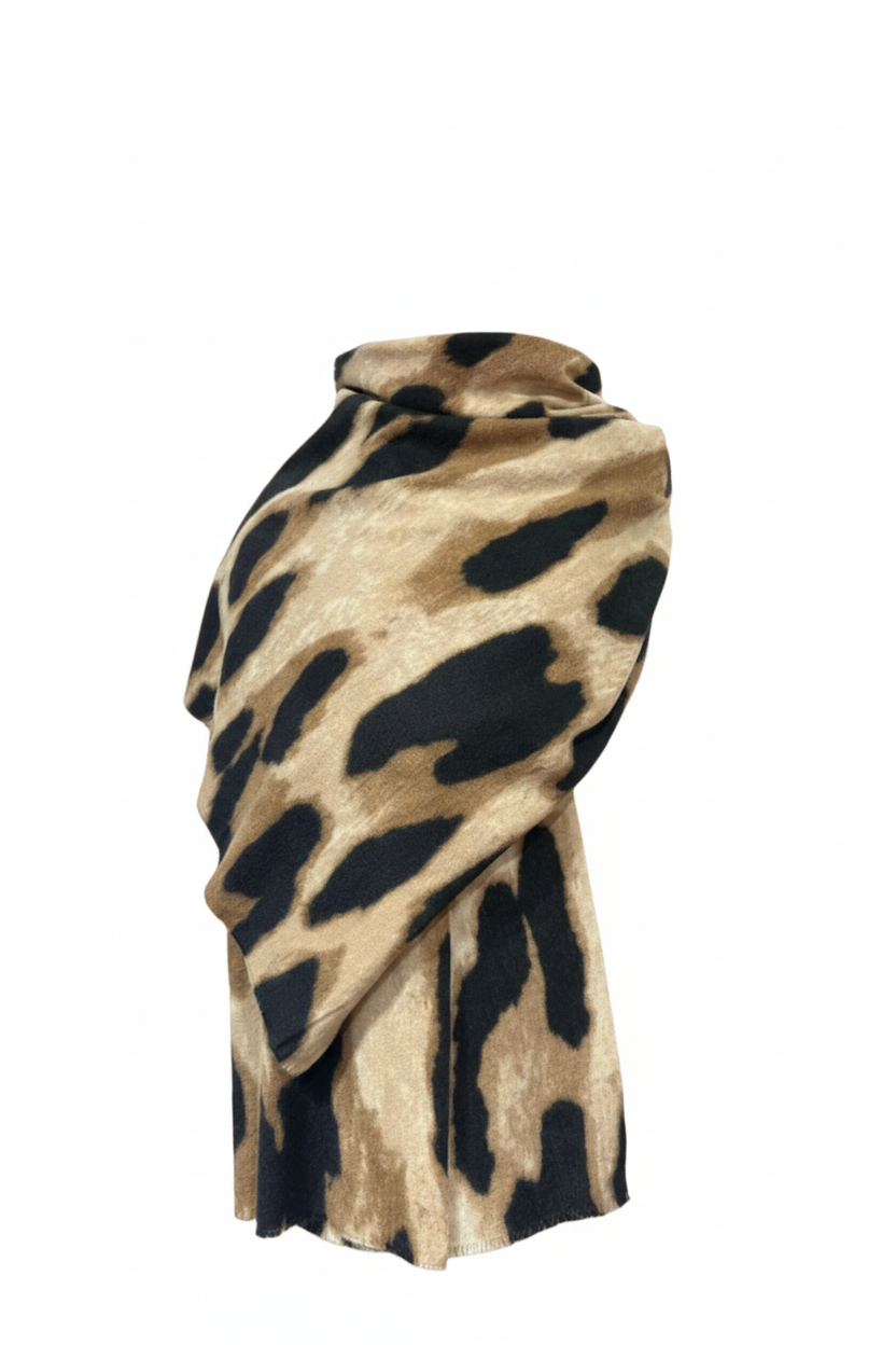 Animal Print Scarf - Camel