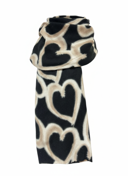 Heart Print Scarf - Black