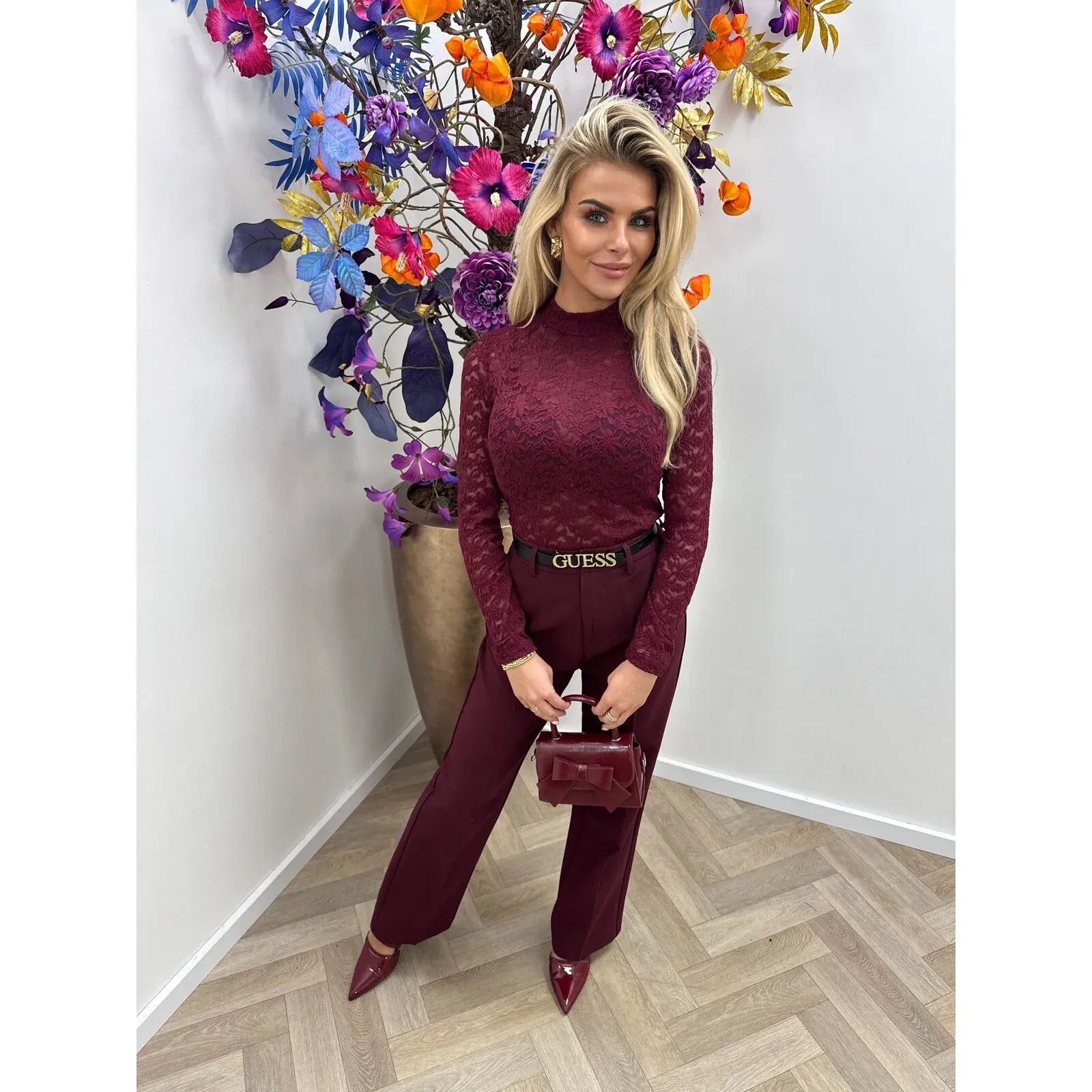 Laced Top - Bordeaux