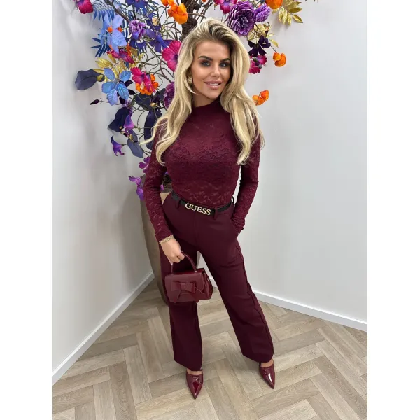 Laced Top - Bordeaux