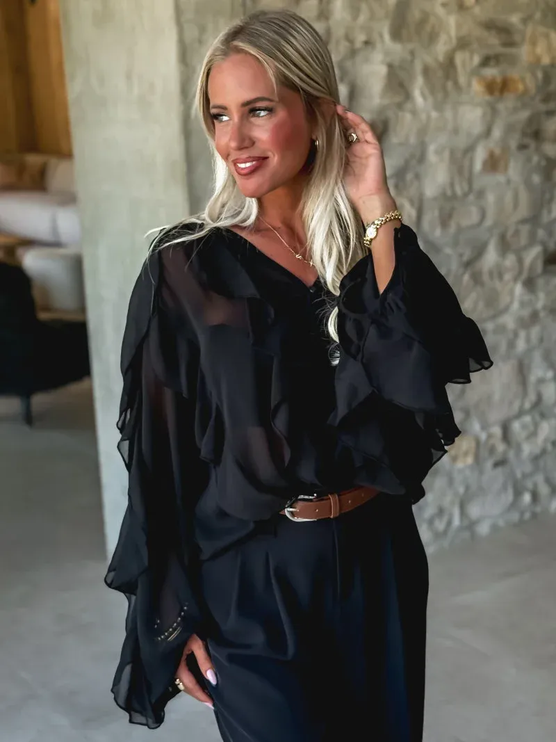 Ruffled Shirt - Black