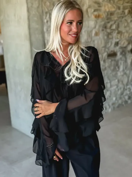 Ruffled Shirt - Black