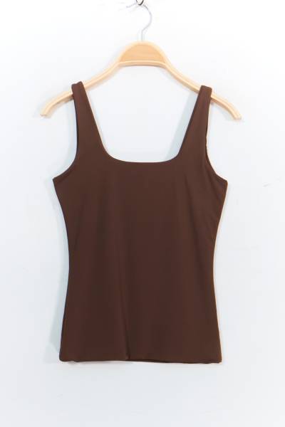 Square Neck Top - Brown
